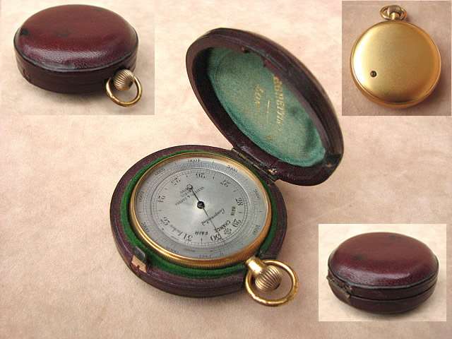Gilded pocket barometer by Negretti & Zambra circa 1885